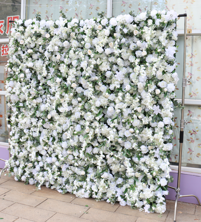 5D Cloth Back Roll-Up Artificial Flower Backdrop for Wedding Christmas Party Decoration