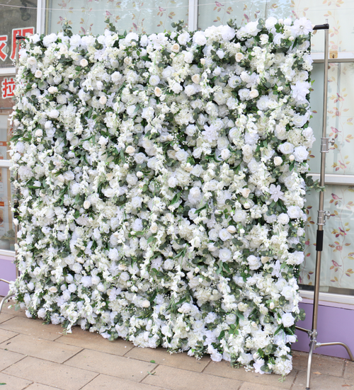 5D Cloth Back Roll-Up Artificial Flower Backdrop for Wedding Christmas Party Decoration