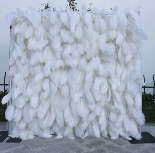 3D Luxury Wedding White Feather Wall Wedding Decoration Artificial Feather Wall Romantic Decor