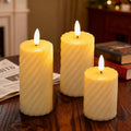 Twisted Texture Led Flameless Plastic Heart Candles 3-piece Set Realistic Flame Battery Operated Handmade Diwali Christmas Home Free Shipping