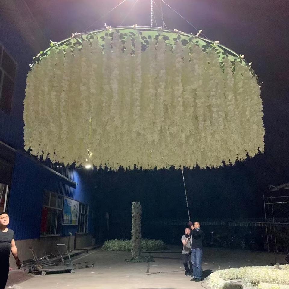 Party Wedding Luxury Centerpiece Wedding Ceiling Drapes Decorations Artificial Flower White Wisteria Roll-Up Flower Wall