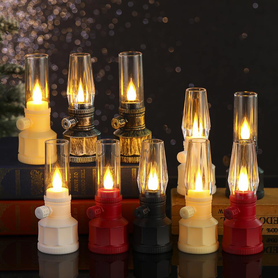 Electronic Candle Christmas Decor Led Lamp Battery-operated Flickering Flame Mini Retro Eco-friendly Festival Decoration Candle Free Shipping