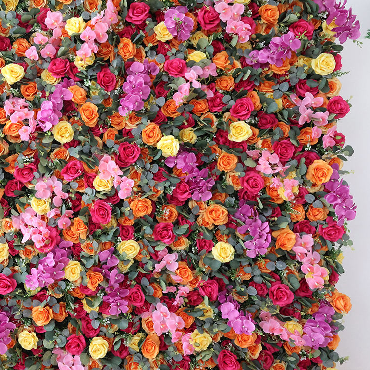 Rose and Phalaenopsis Artificial Rose Mini Flower Bushes Wall Hanging 3D Fabric 8ftx8ft
