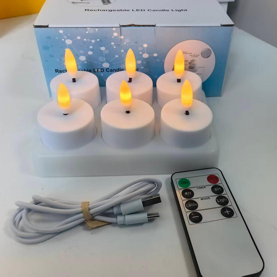 4/6/8/12 Rechargeable 3D True Flame LED Candle Remote Control - Long Lasting Romantic Wedding and Birthday Party Decoration Free Shipping