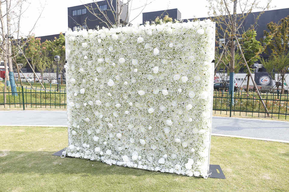 Romantic White Rose Babysbreath Wedding Flower Wall Backdrop Home Wall Decoration