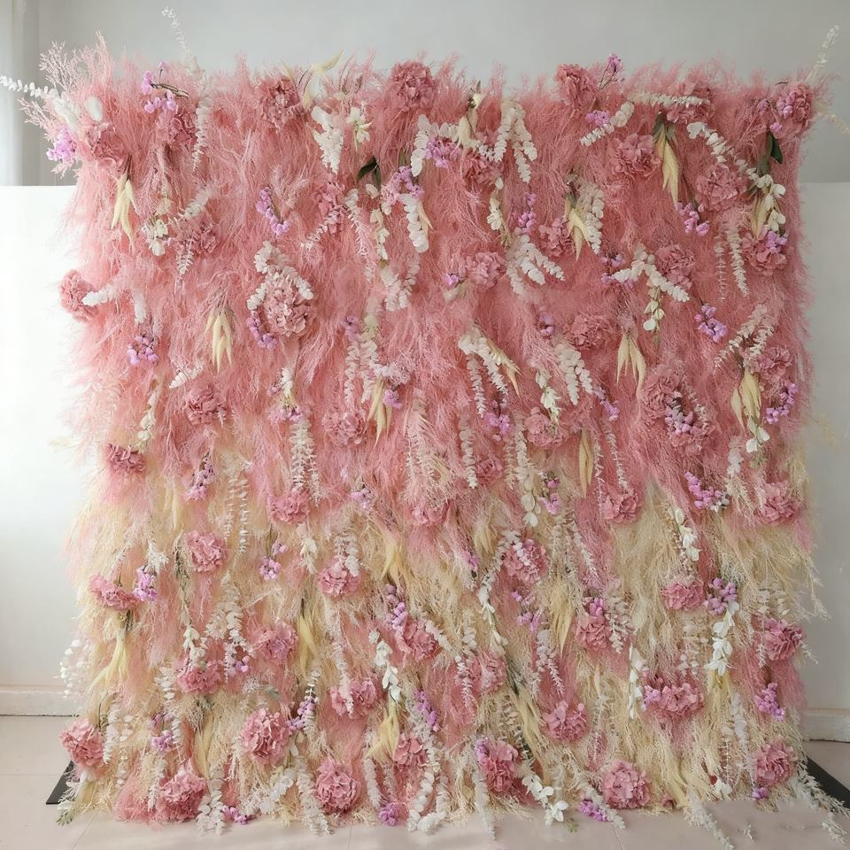 Fabric Flower Wall, Artificial Flower Wall, Decorative Background Wall, Gradient Style, Rich Colors, Realistic Shape
