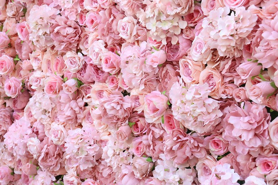 Artificial Silk 3D Roll-Up Hanging Pink Artificial Flowers Wall Wedding Decoration Flower Wall Panel for Wedding Home Decor