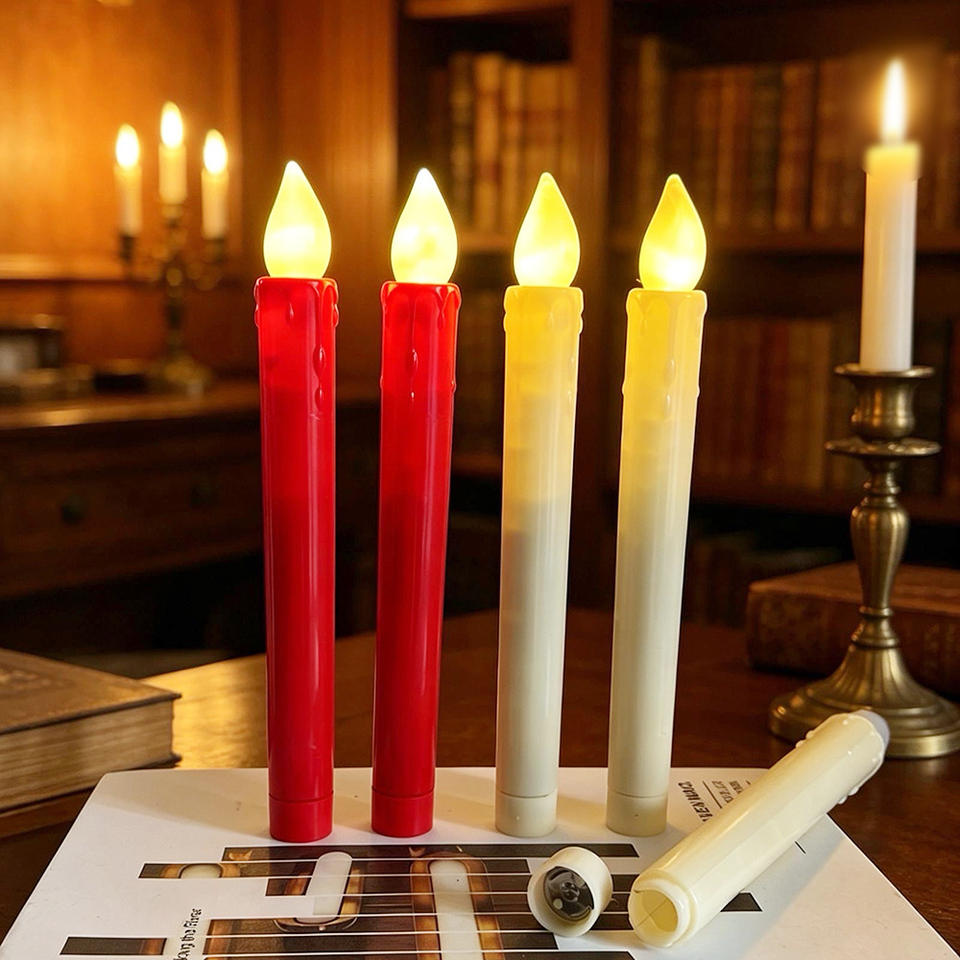 Flameless White Flickering Real Wax Electric Led Taper Candles Remote Control Warm White Led Candle Free Shipping
