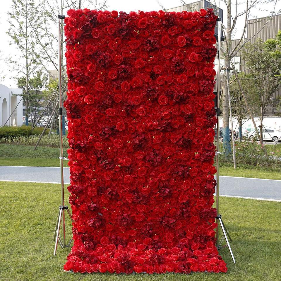 Wedding Decoration Red Flower Wall Background Wedding Decoration Props Outdoor Exhibition Flower Wall Artificial Flower