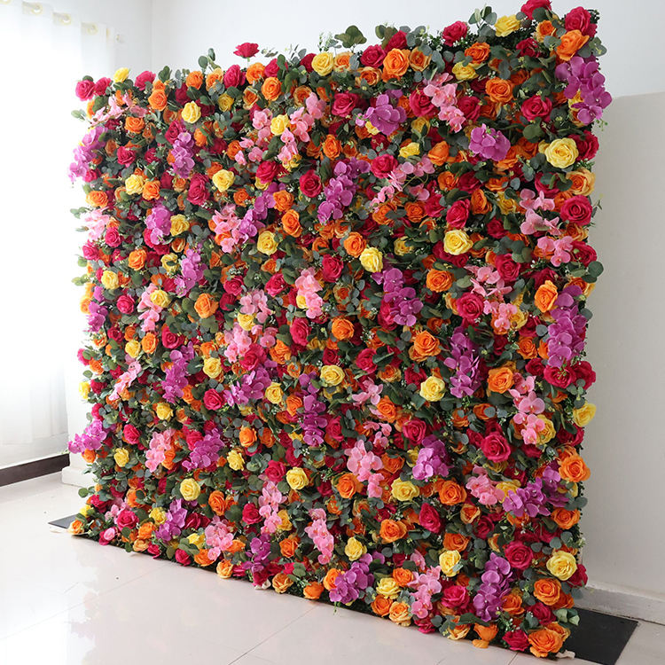 Rose and Phalaenopsis Artificial Rose Mini Flower Bushes Wall Hanging 3D Fabric 8ftx8ft
