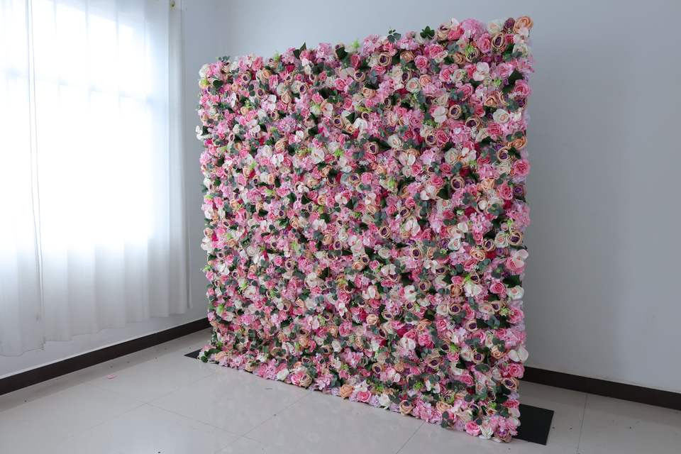 Wedding Decor Backdrop Wall Flowers Panel Backdrop 3D Roll Up Party Events & Wedding Backdrop Artificial Silk Flower Wall