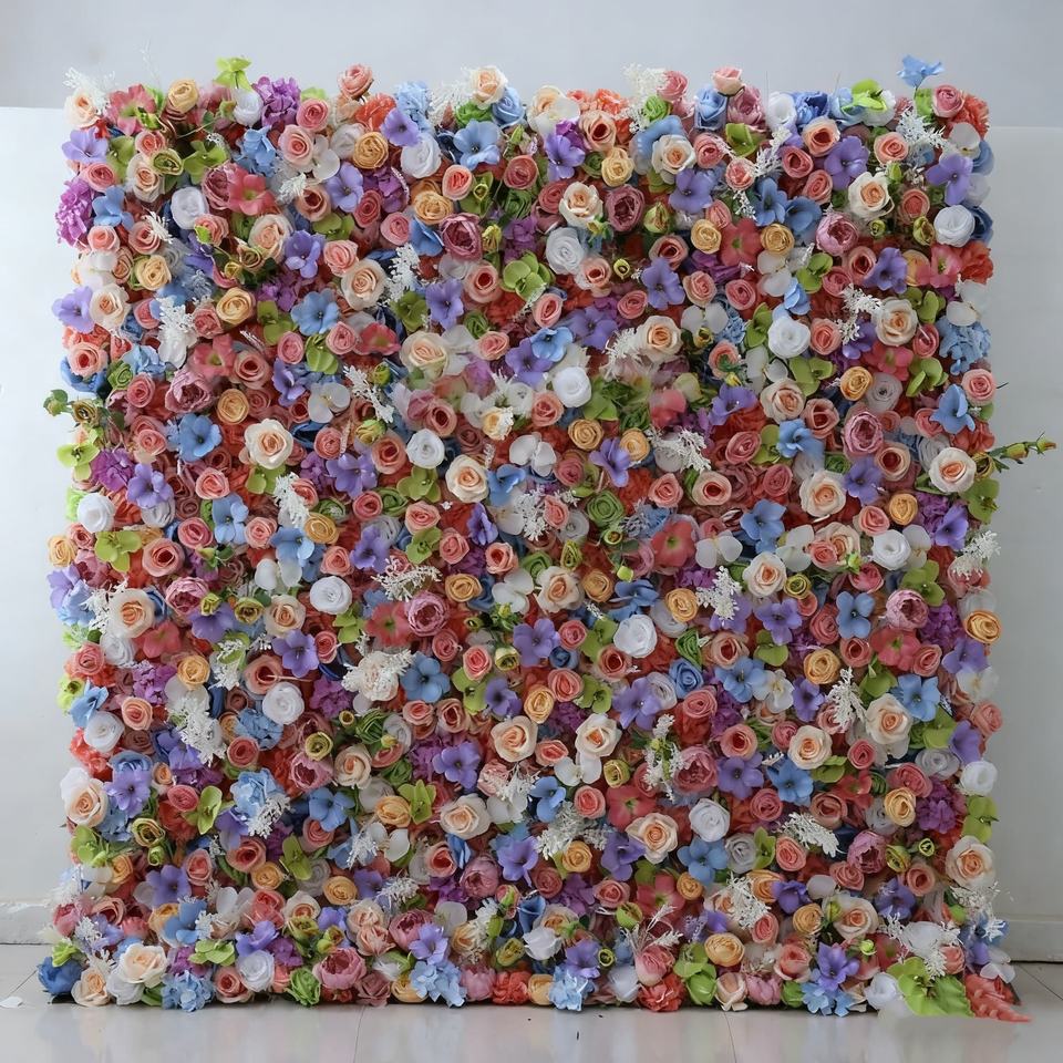 Realistic Artificial Roll-up Wall Rose Ball, Fabric Wall for Wedding Background, Outdoor Wedding Photography Props