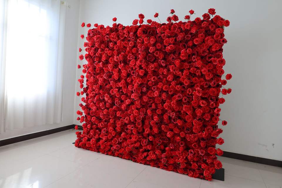 Wedding Decor Backdrop Wall Flowers Panel Backdrop 3D Roll Up Party Events & Wedding Backdrop Artificial Silk Flower Wall
