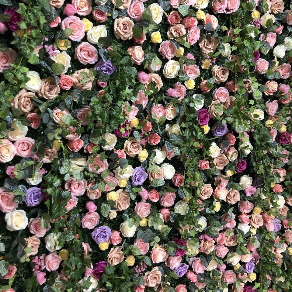 Customized 4D Roll Up Artificial Flower Wall Flower Backdrop Fabric Base Flower Wall Home Wedding Baby Shower Decorations