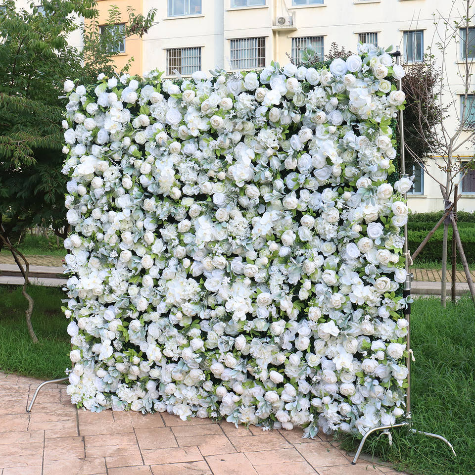 Wedding Suppliers 5D Roll-Up Artificial Flowers Wedding Backdrop Fabric Base Decorative Flower Wall for Event Ceremony Decor