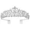 Silver Crystal Tiara Crown Headband Elegant Alloy Princess Crown Combs Hot Selling Bachelorette Party Decorations for Children