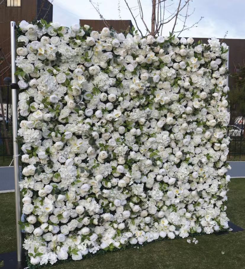 Artificial Silk 3D Roll-Up Hanging Artificial Flowers Wall Wedding Decoration Backdrop Panel for Wedding Home Decor