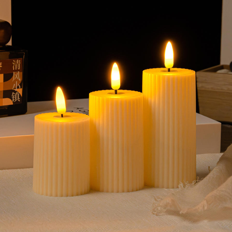 Twisted Texture Led Flameless Plastic Heart Candles 3-piece Set Realistic Flame Battery Operated Handmade Diwali Christmas Home Free Shipping