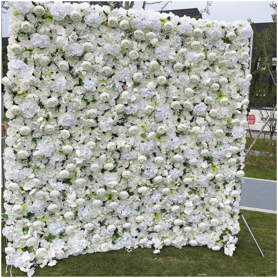 Luxurious Artificial Silk Flower Wall White Flower Wall Home Decor Wedding Backdrop Event Background Flower Wall Ornament