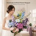New Design Luxury Blue Series Handmade Silk Artificial Flowers DIY Floral Arrangements Halloween Decor Bridal Bouquet