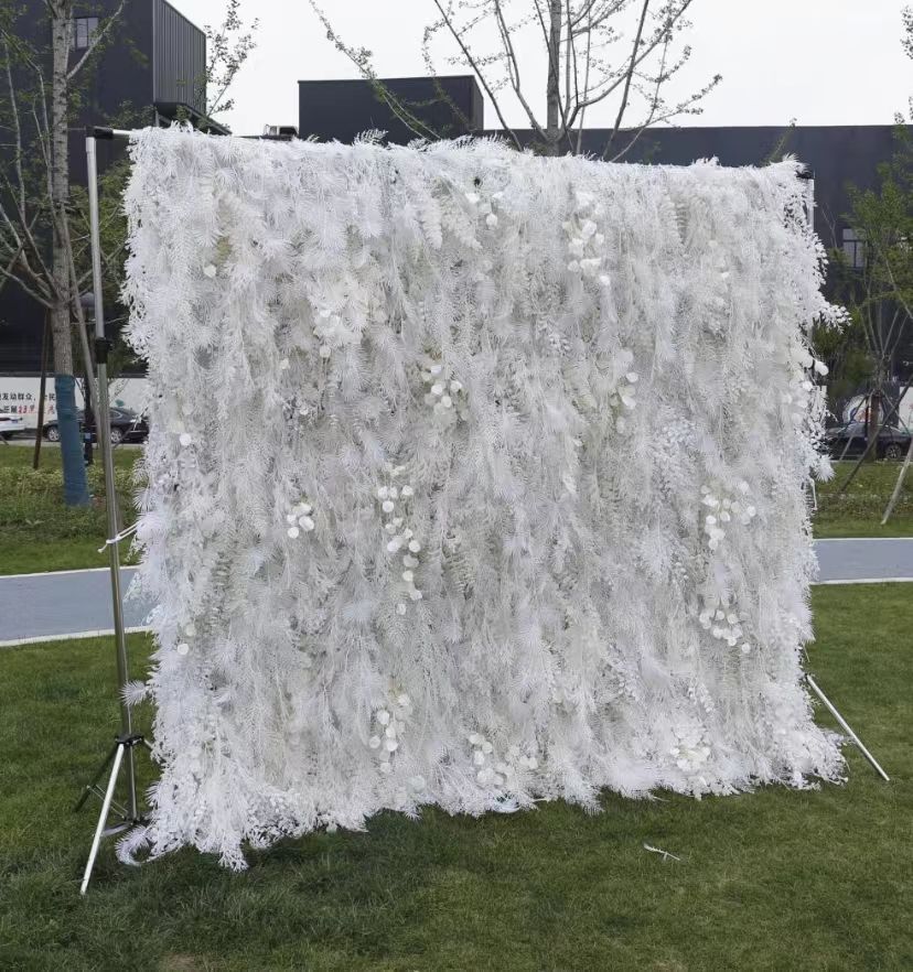 Wedding White Flower Backdrop Pampas Wall Wedding Decoration Artificial Flower Silk Wall Home Hotel Hanging Wall