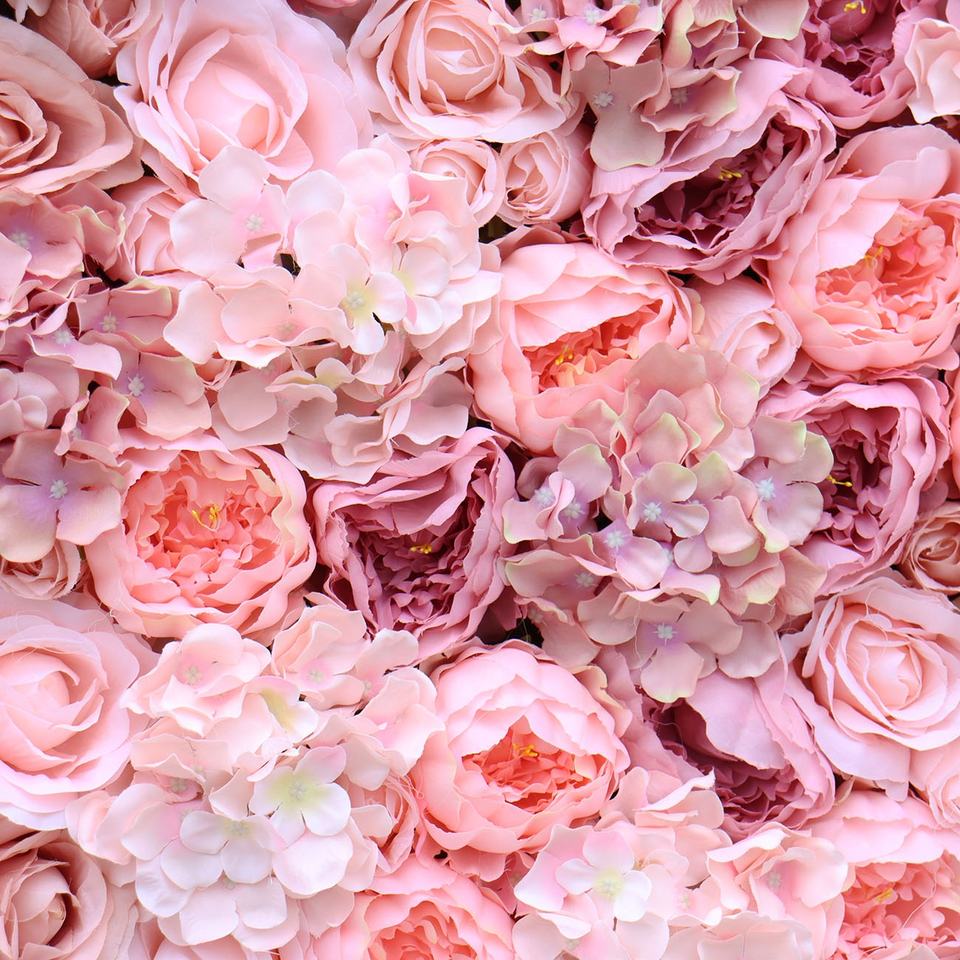 Wedding Decoration Custom 3D Roll-Up Cloth Flower Wall Backdrop Artificial Silk Pink Peony Rose Wall Flower Wall Wedding