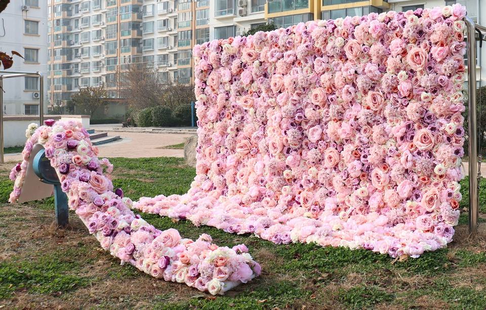 Big Size Fabric Flower Wall Decor Flower Runner Wedding Centerpieces Artificial Silk Pink Wall Flower Decoration Wedding