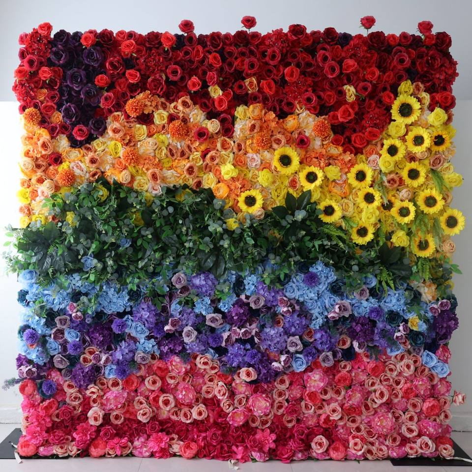 Wall Decoration Flower Panels Best Selling Artificial Silk Rose Roll-Up Flower Wall Backdrop