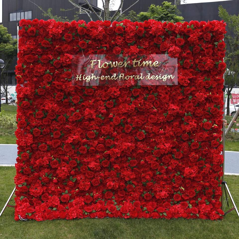 Wedding Decoration Red Flower Wall Background Wedding Decoration Props Outdoor Exhibition Flower Wall Artificial Flower