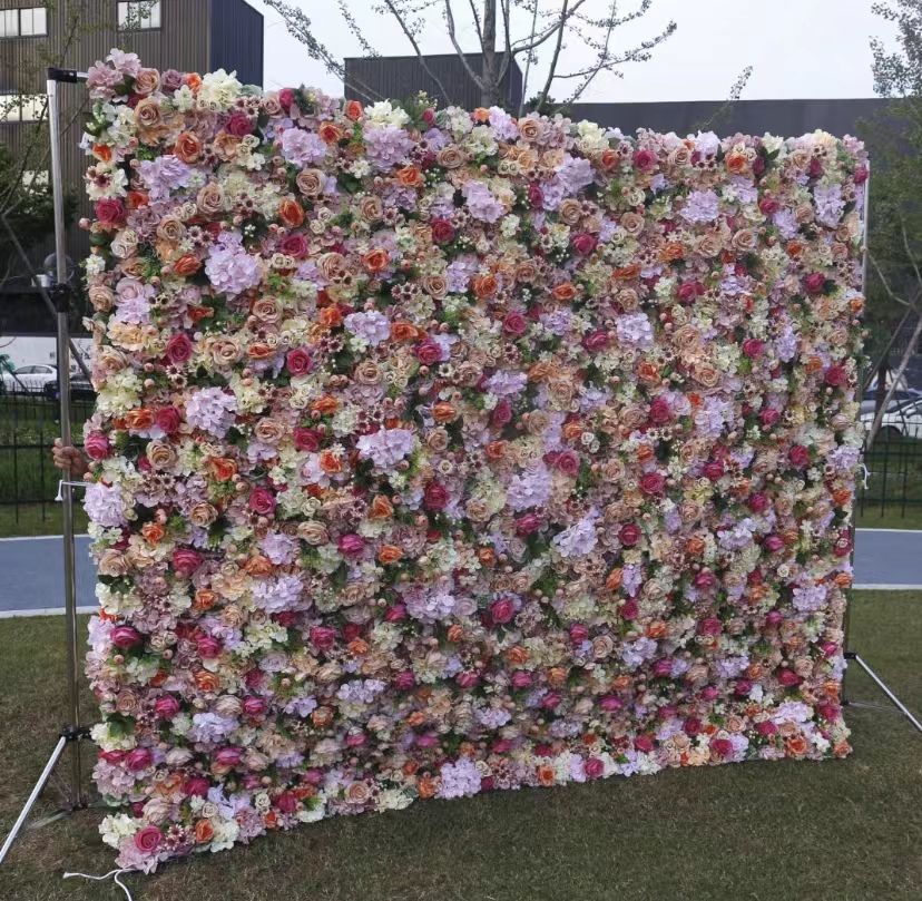 Wedding 3D Flower Roll Wall Wedding Wall Decoration Backdrop Outdoor Decorative Flower Wall Romantic Love Decor