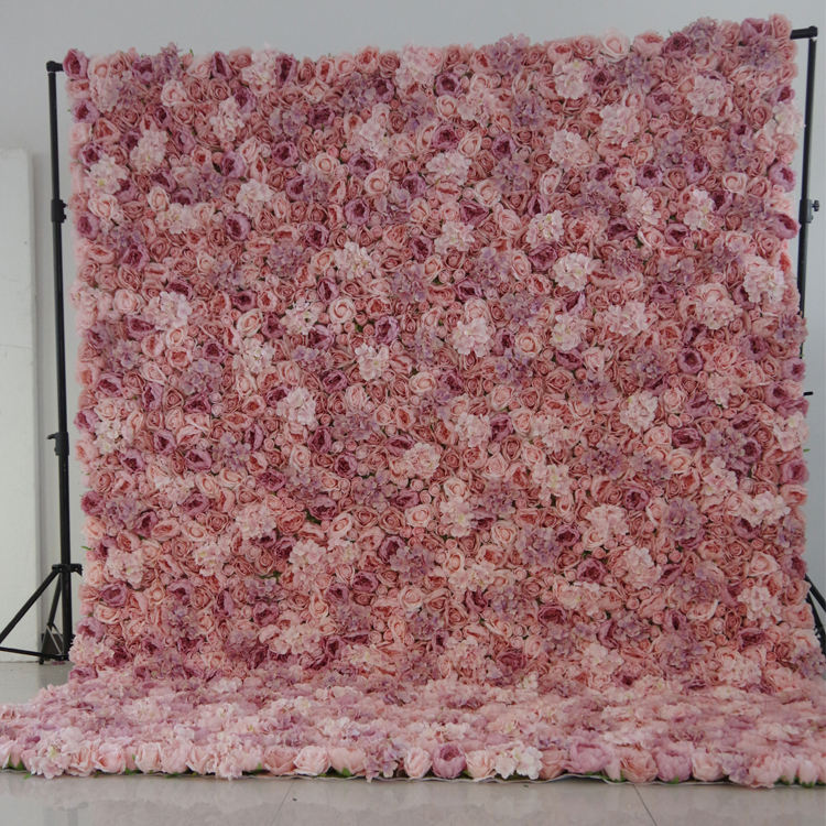 Hot Sale 3D Roll-Up Fabric Flower Wall Backdrop Silk Artificial Flower Wall Panels Backdrop for Wedding Party Decor