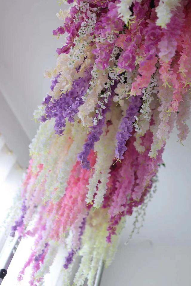 New Arrival Artificial Hanging Wisteria Flower Wall Flower Ceiling Eternal Wisteria for Wedding Home Decor