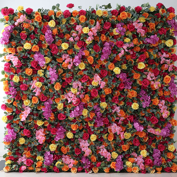 Rose and Phalaenopsis Artificial Rose Mini Flower Bushes Wall Hanging 3D Fabric 8ftx8ft