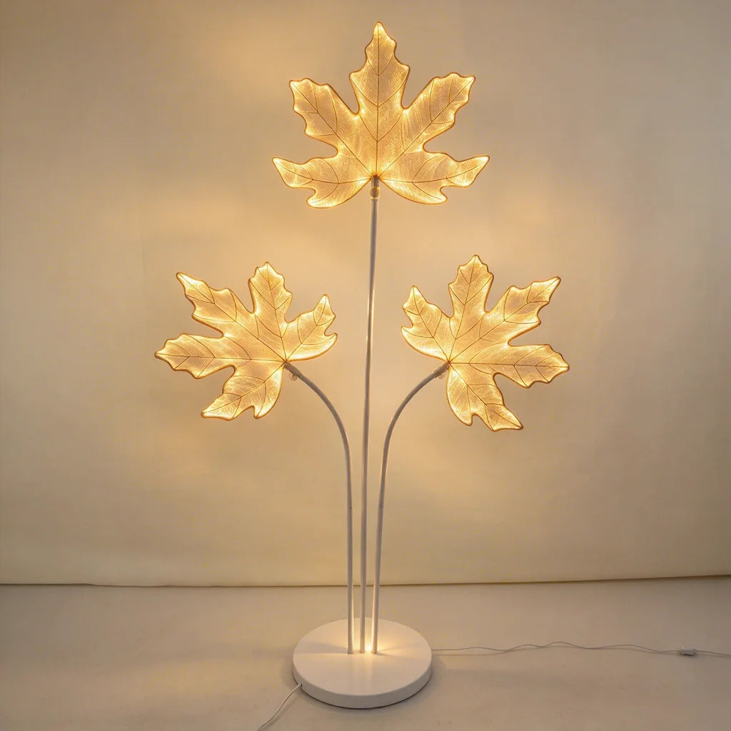 LED Maple Leaf Wedding Aisle Light Iron & Organza Floor Lamp for Wedding Party Outdoor Birthday Banquet Decor