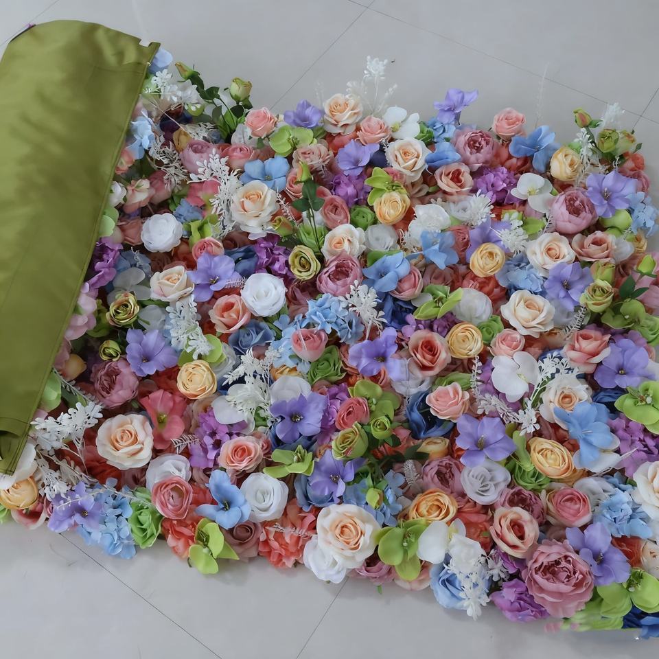 Realistic Artificial Roll-up Wall Rose Ball, Fabric Wall for Wedding Background, Outdoor Wedding Photography Props