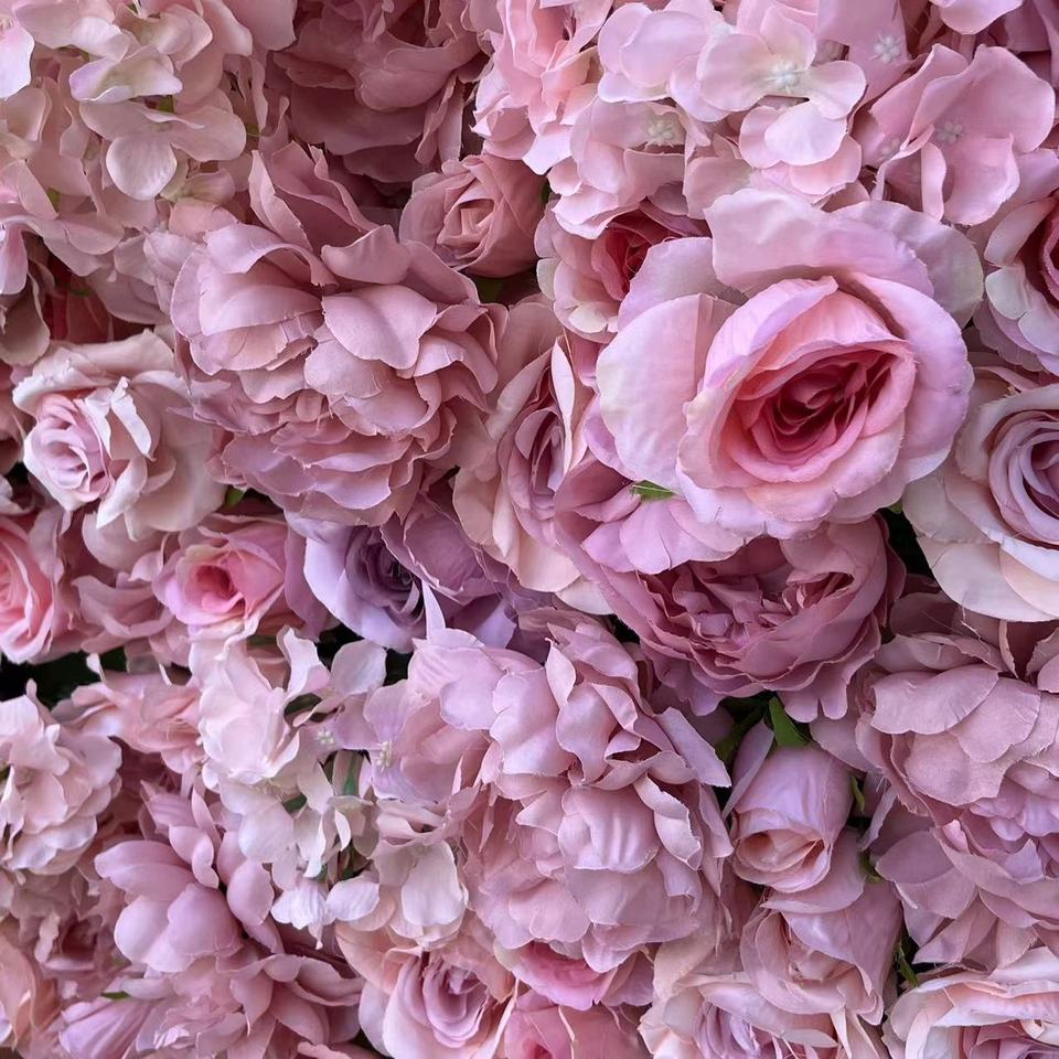 Artificial Silk 3D Roll-Up Hanging Pink Artificial Flowers Wall Wedding Decoration Flower Wall Panel for Wedding Home Decor