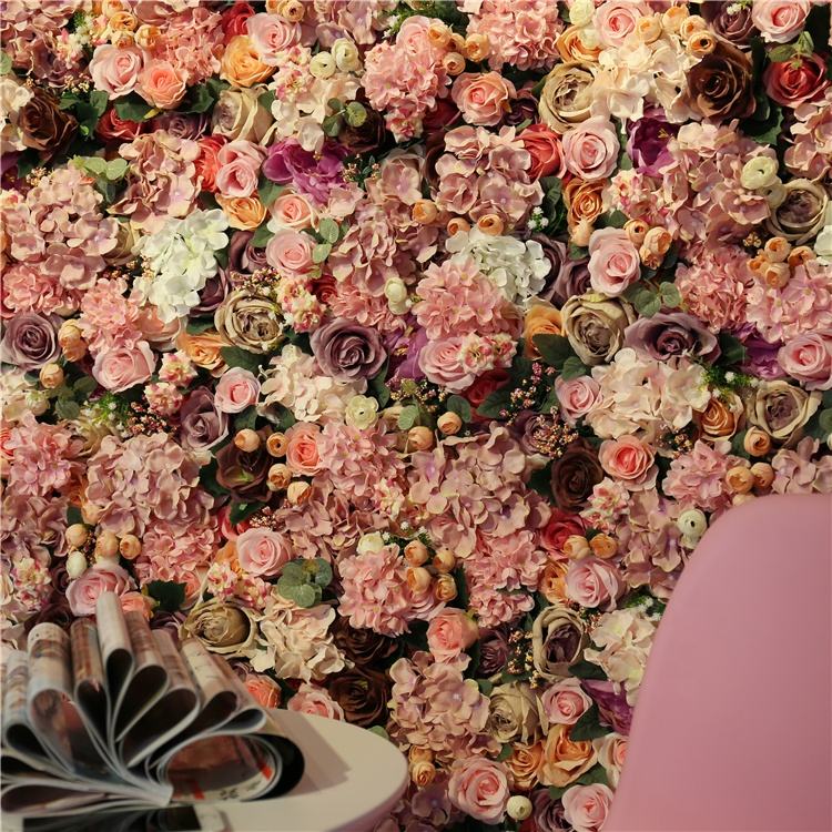 High Quality 3D Roll-Up Floral Walls Flowerwall Backdrop Artificial Silk Flower Wall Panel for Baby Shower Wedding Decor