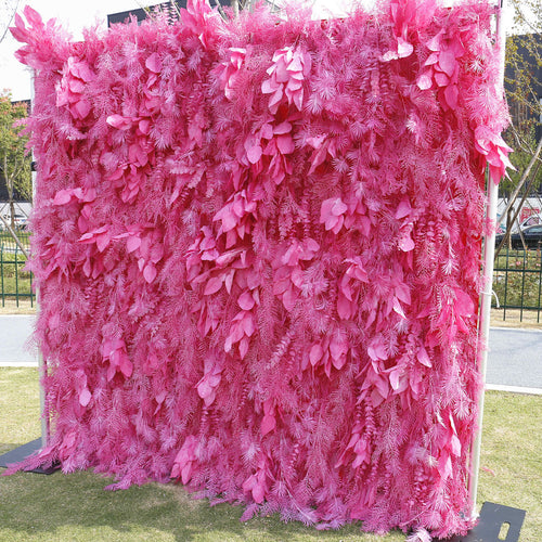 5D Blush Pink Full Hanging Artificial Pampas Feather Flower Wall Backdrop 8ft X 8ft