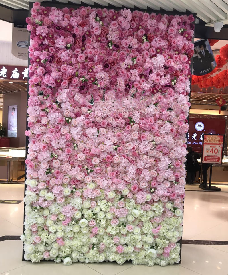 Customized Wedding Events Artificial Silk Flower Panel Rose Flower Wall for Garden Backdrop Engagement Events Decoration