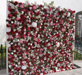 Artificial Flower Wall Decorative Background 3D Roll-Up Silk Ired Rose Flowers Wall Cloth Flower Wall