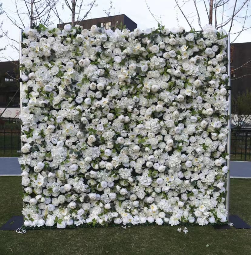 Artificial Silk 3D Roll-Up Hanging Artificial Flowers Wall Wedding Decoration Backdrop Panel for Wedding Home Decor