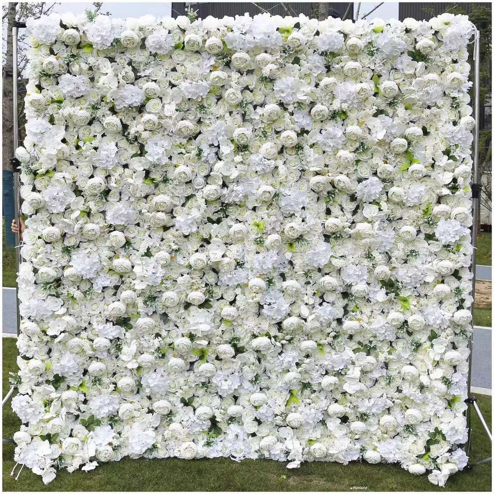Luxurious Artificial Silk Flower Wall White Flower Wall Home Decor Wedding Backdrop Event Background Flower Wall Ornament