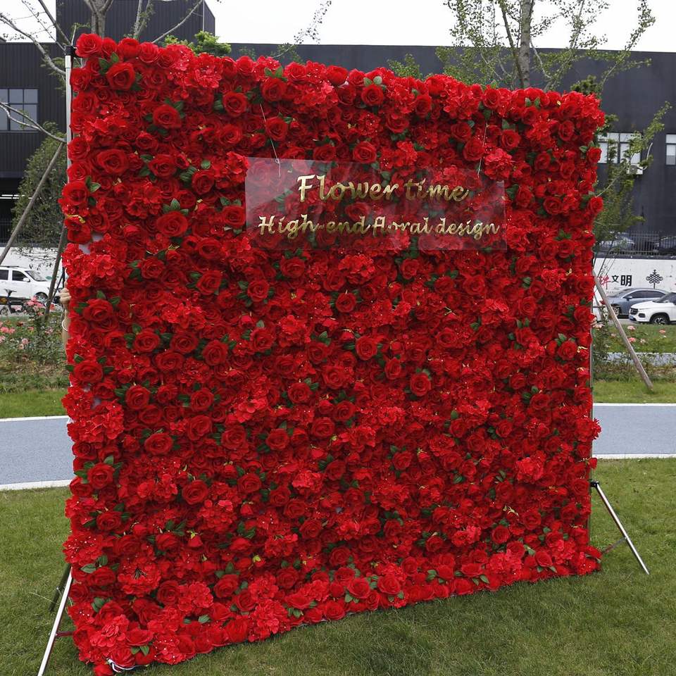 Wedding Decoration Red Flower Wall Background Wedding Decoration Props Outdoor Exhibition Flower Wall Artificial Flower