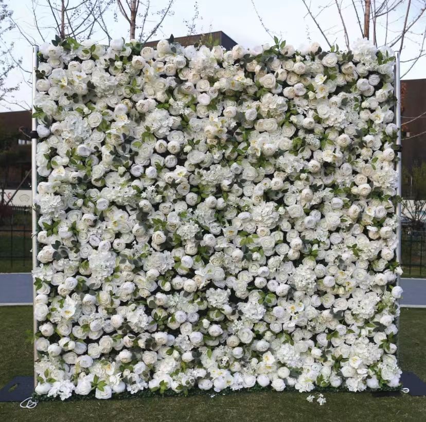 Artificial Silk 3D Roll-Up Hanging Artificial Flowers Wall Wedding Decoration Backdrop Panel for Wedding Home Decor