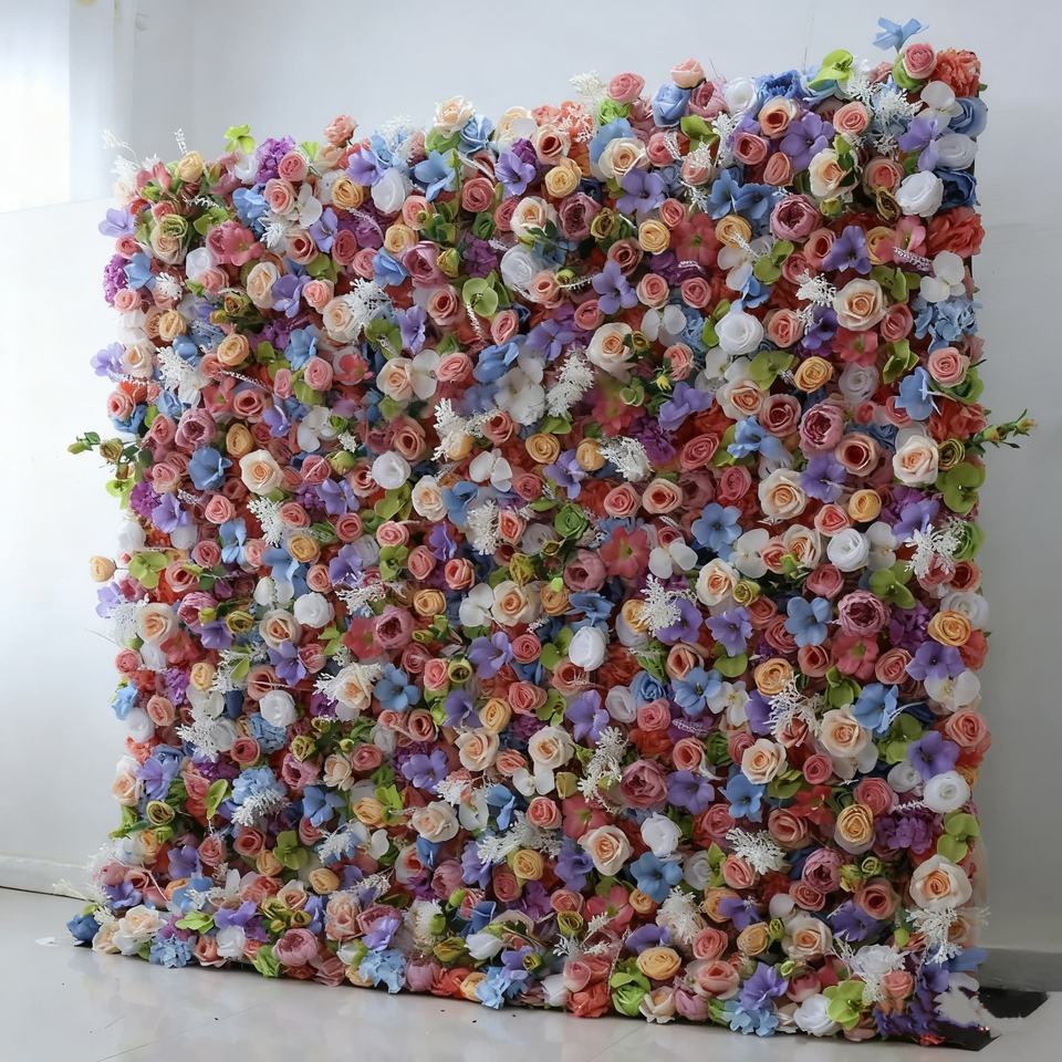 Realistic Artificial Roll-up Wall Rose Ball, Fabric Wall for Wedding Background, Outdoor Wedding Photography Props