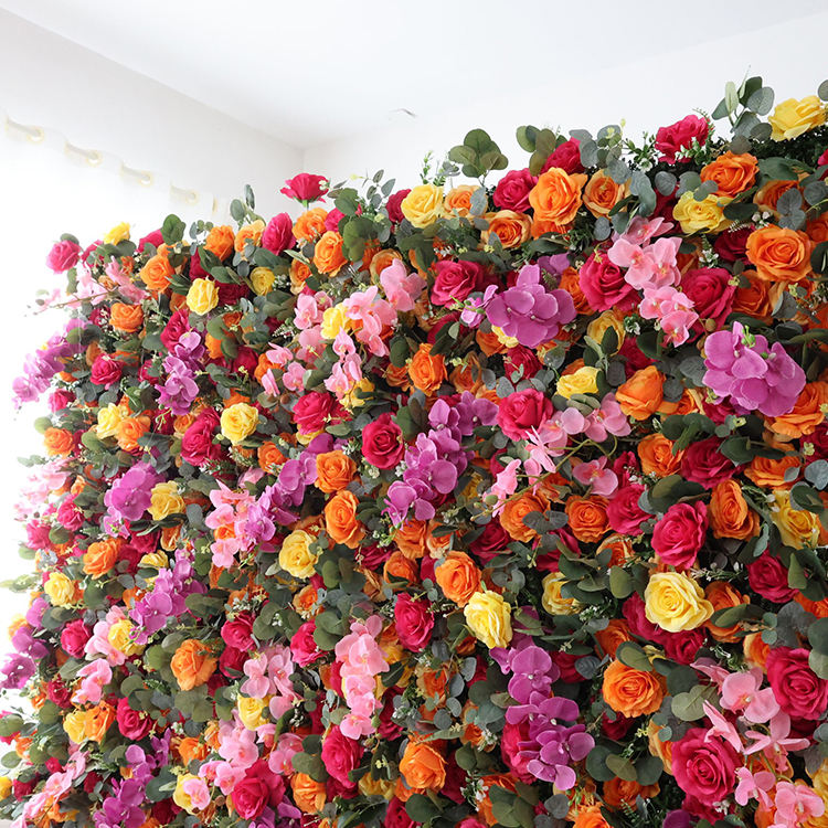 Rose and Phalaenopsis Artificial Rose Mini Flower Bushes Wall Hanging 3D Fabric 8ftx8ft