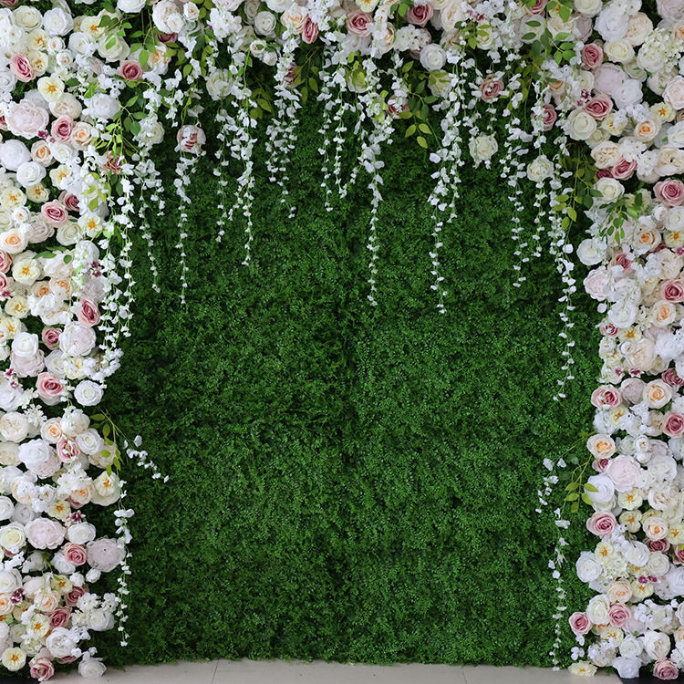 3D Flower Backdrop Wall Pink Combination of Flower and Grass for Wedding and Party