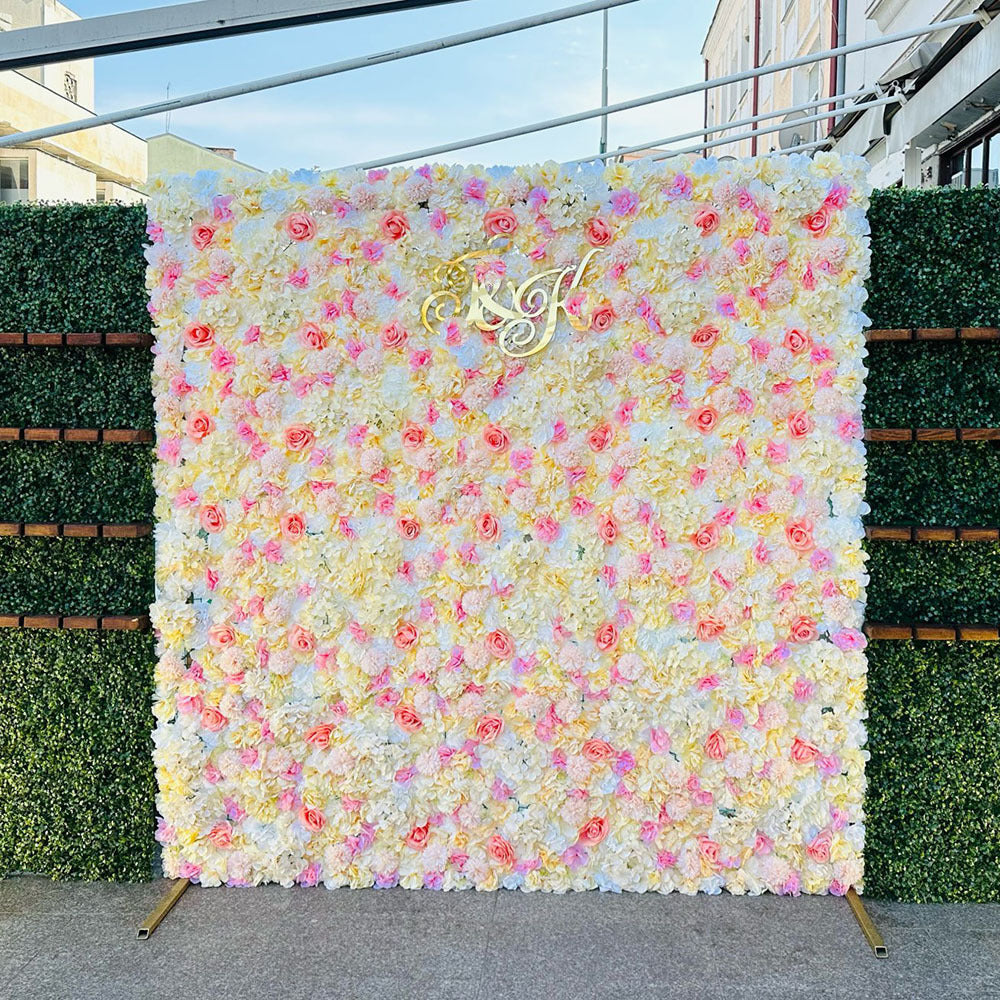 High Quality Artificial Roses and Hydrangea Flower Wall Flower Sea Background for Wedding Party Decoration