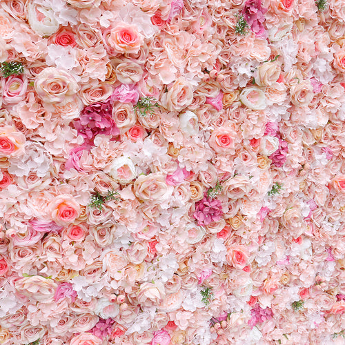 8 X 8ft Flower Arrangement Pink Wedding Flower Wall Roll up Artificial Flower Backdrop Wall for Wedding Home Decoration