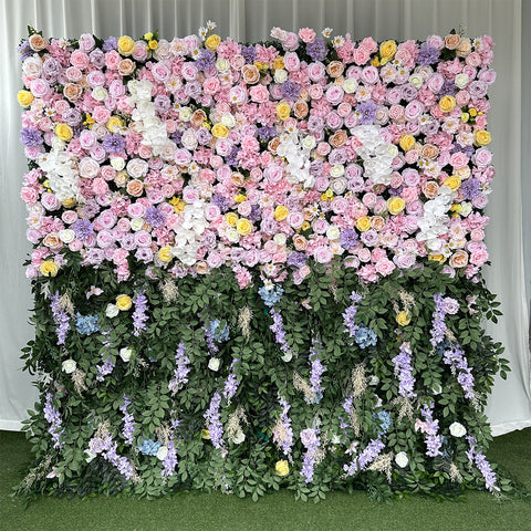 Pink Artificial Flower Wall Greenery Wisteria Cascade Backdrop for Wedding Photo Booth Studio Party Event Decor
